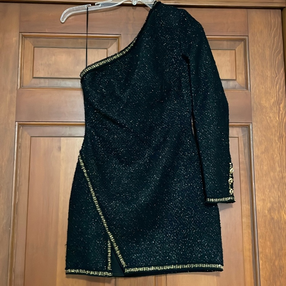 Zara asymmetrical tweed mini dress